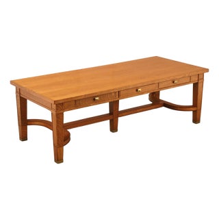 Arts & Crafts Style Large Oak Library Table For Sale