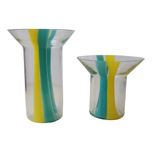 Murano Glass Vases from VeArt, 1982, Set of 2 For Sale
