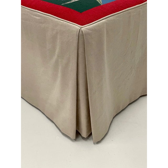 1970s Handmade Needlepoint Bench With Butterfly For Sale - Image 5 of 13