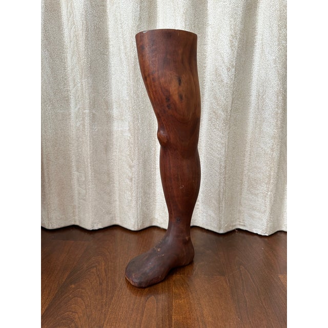 Mid-Century Modern Vintage 14” Handcarved Wood Leg Sculpture For Sale - Image 3 of 18