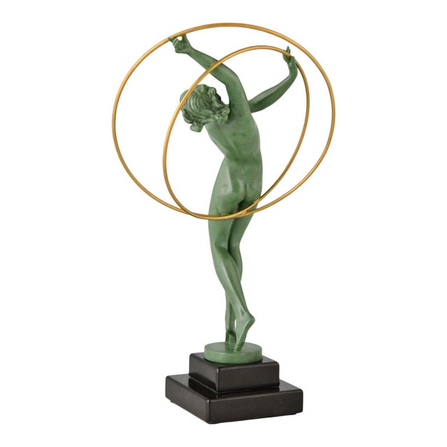 Pierre Le Faguays, Illusion Sculpture of Nude Dancer, 1930, Metal and Marble For Sale - Image 3 of 10