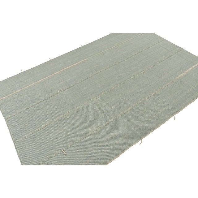 2010s Rug & Kilim’s Custom Kilim Rug in Blue and Beige Stripes For Sale - Image 5 of 7