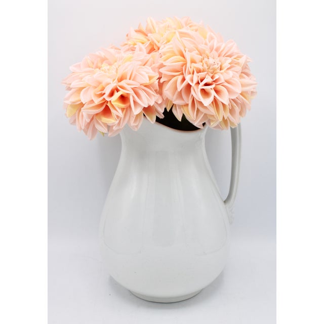 Large Vintage English White Ironstone Pitcher For Sale - Image 9 of 10