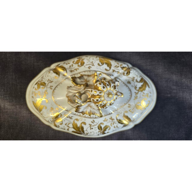Covered Tureen with Stand in Porcelain with Gilded Vegetal Decoration from Le Tallec, Paris, France, 1960s For Sale - Image 9 of 16