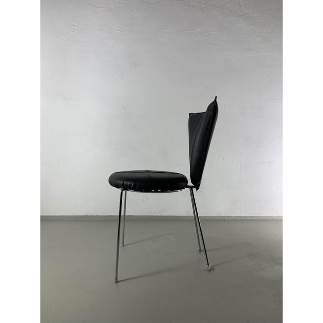 Black Leatherette Metal Chairs from Lubke, 1990s, Set of 6 For Sale - Image 4 of 14