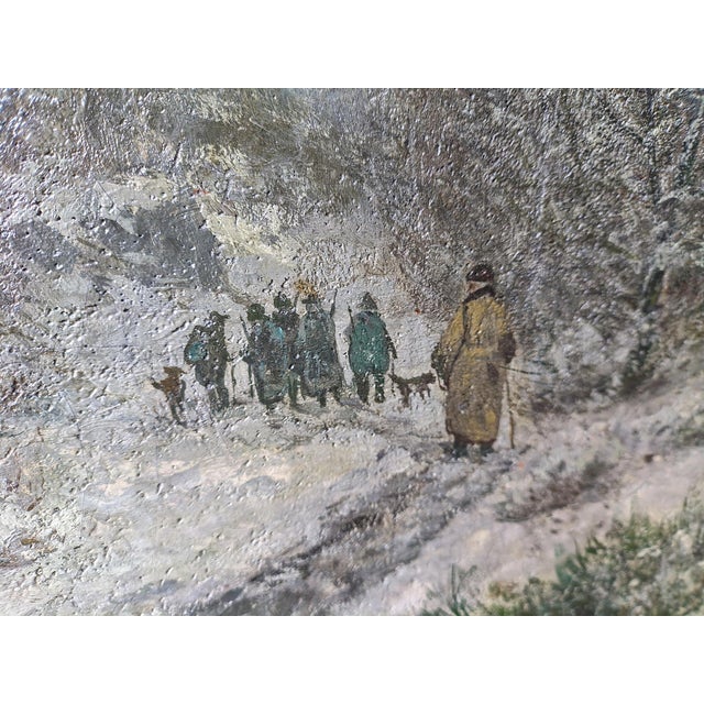 A. Gustav Schweitzer, Winter Night Landscape, Oil on Canvas For Sale - Image 7 of 16