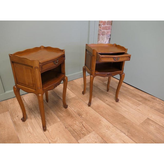 Wood French Cherrywood Bedside Lockers, 1960, Set of 2 For Sale - Image 7 of 11