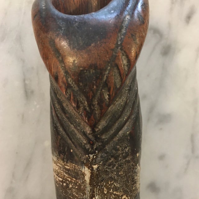 Wood Wood Hand Carved Flute For Sale - Image 7 of 12