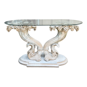 Neo-Classical Style Cerused and Carved Wood Cornucopia Form Console Table