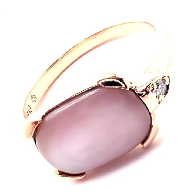 Contemporary Cartier Tortue Diamond Mother of Pearl Rose Gold Ring, Size 5.25 For Sale - Image 3 of 8