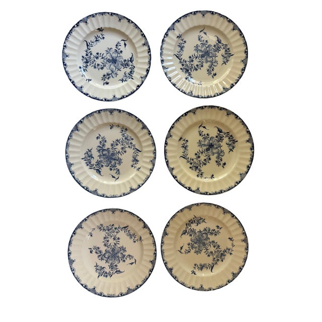 1900 - 1909 6 Royal Worcester Mansfield Blue & White Salad Plates, 1906 Rd. No., Estate Fresh For Sale - Image 5 of 5