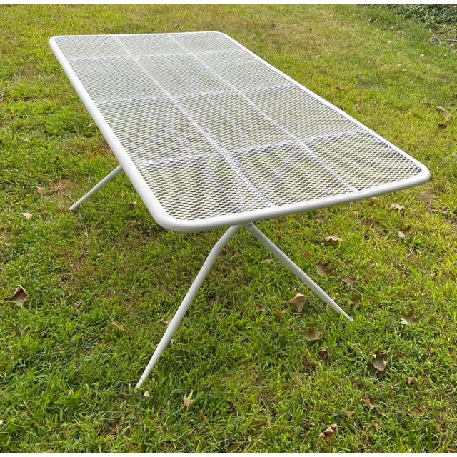 1960s Rid-Jid Iron Folding Patio Dining Set Table & 6 Chairs, Attr to Salterini For Sale - Image 4 of 10