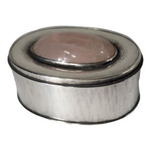 Mid-Century Sterling Silver and Rose Quartz Trinket or Jewelry Box