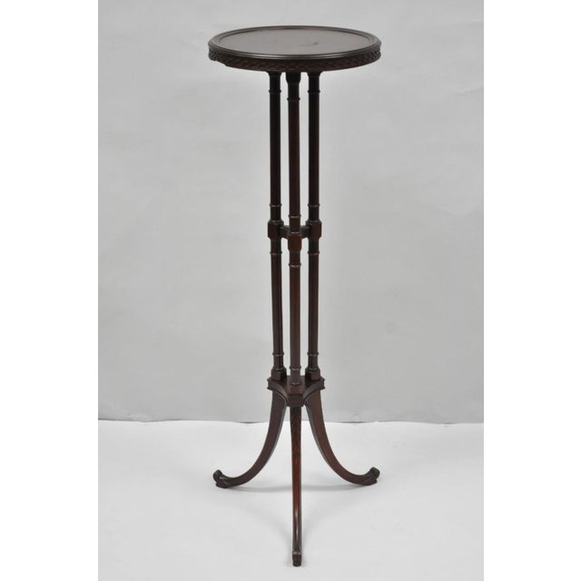 Vintage Mersman Regency Style Mahogany 46" Tall Pedestal Plant Stand Table For Sale - Image 15 of 15