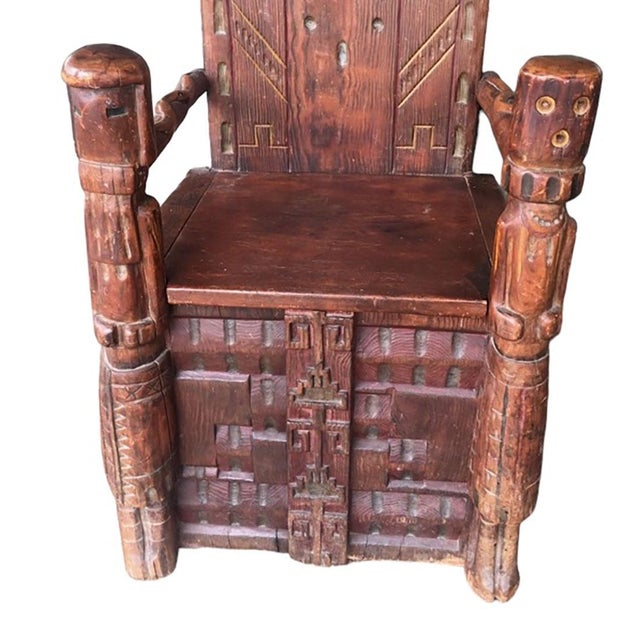 American Early 1900s Antique Indian Style Chair With Kachina's For Sale - Image 3 of 7
