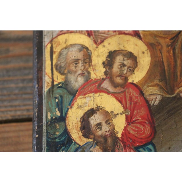 Wood Antique Painting Descent of the Holy Spirit Upon the Apostles For Sale - Image 7 of 18