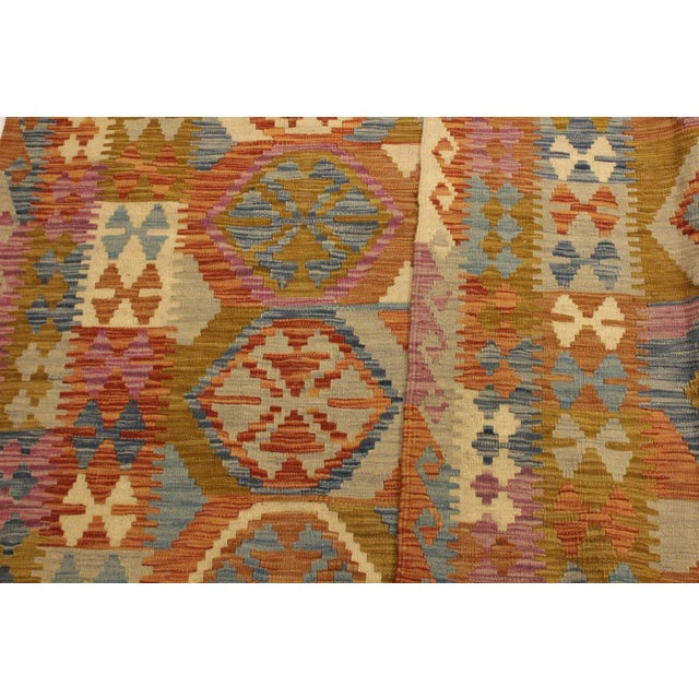Rustic 1990s Rustic Kilim Cheri Beige Gold Wool Rug - 5'11" X 7'9"Rustic Kilim Cheri Beige Gold Wool Rug - 5'11" X 7'9" For Sale - Image 3 of 7