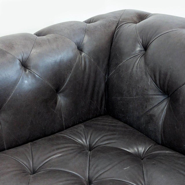 Restoration Hardware Chesterfield 3-Seat Tufted Leather Sofa For Sale In San Francisco - Image 6 of 9