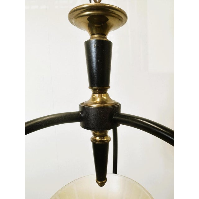 Mid-Century Metal and Opaline Pendant Light, 1950s For Sale - Image 9 of 11
