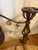 Antique French Andirons With Bucket. Andirons Are Perfectly Upright and Straight. Photo Shows One Leg on and One Leg Off Area Rug. For Sale - Image 4 of 4
