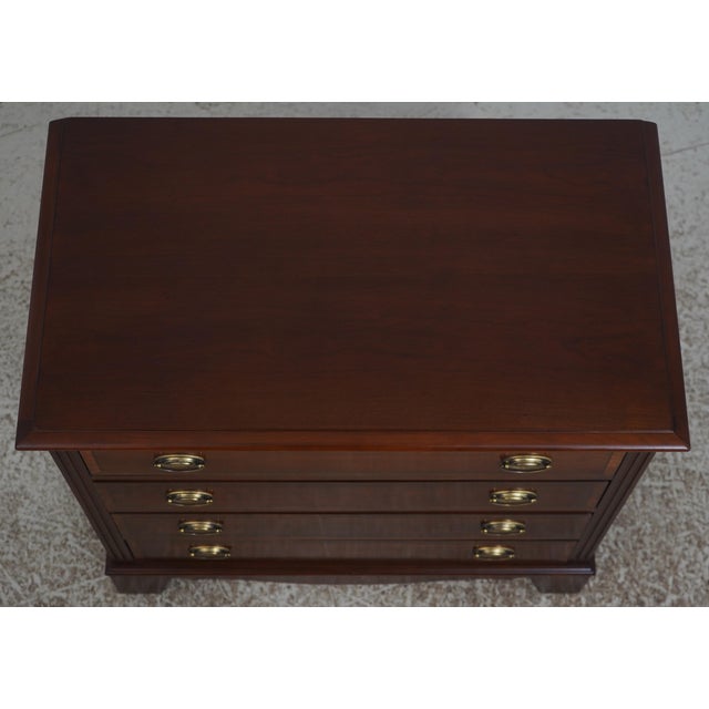 1980s Lexington Cherry Inlaid 4 Drawer Chest Nightstand For Sale - Image 5 of 18