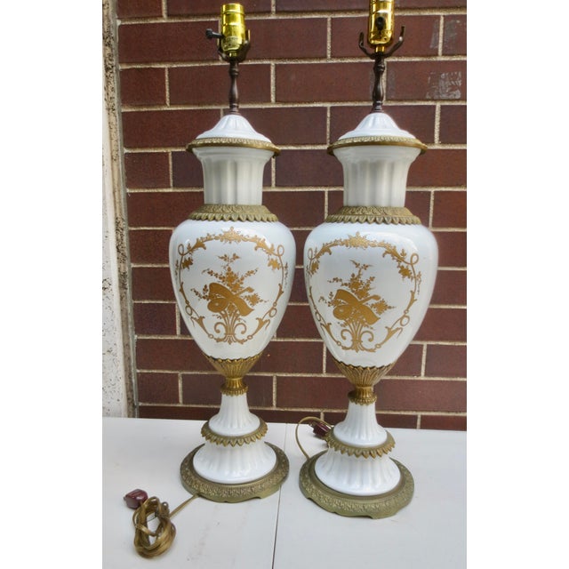 Manufacture de Sevres Early 20th Century Sevres Porcelain and Gilt Bronze Mounted Louis XV Lamps- A Pair of 2 For Sale - Image 4 of 13