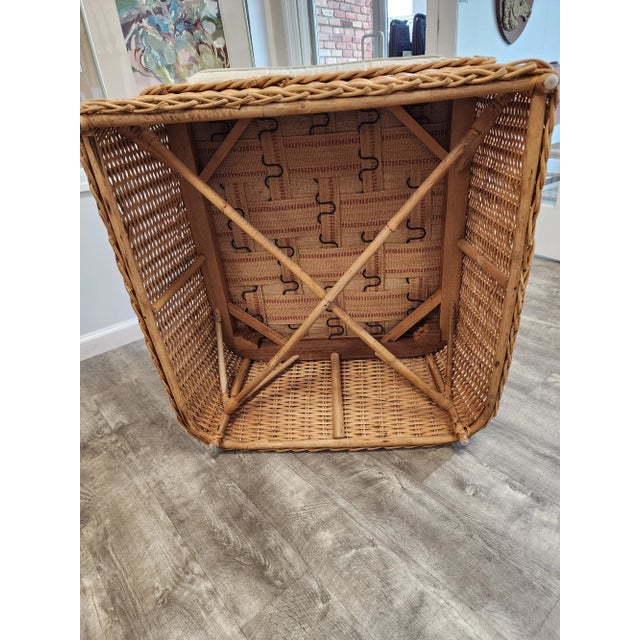 Late 20th Century Michael Taylor Style Wicker Rattan Armchair For Sale - Image 10 of 18
