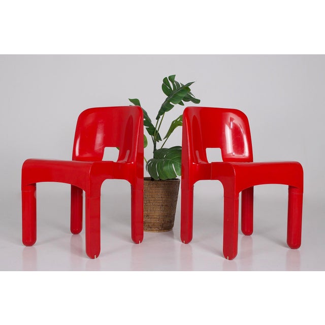 Vintage Red Universale Chairs by Joe Colombo for Kartell, 1979, Set of 2 For Sale - Image 9 of 13