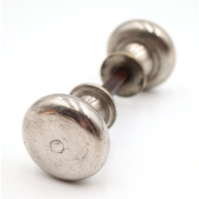 Mid 20th Century Pair of Vintage 1.625 In. Nickel Plated Brass Door Knobs For Sale - Image 5 of 5