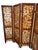 A beautifully detailed vintage wooden room divider featuring intricate hand-carved panels with birds, florals, and bamboo...