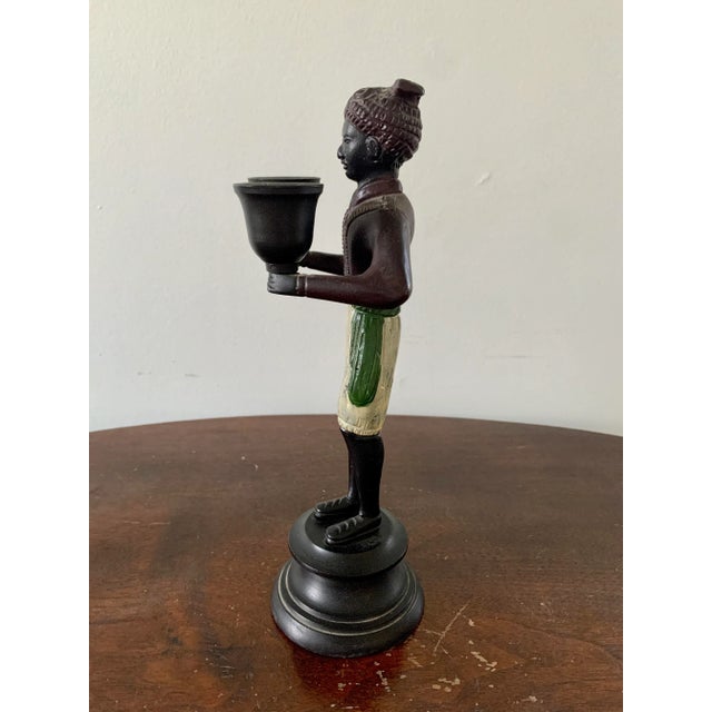 Pair of Vintage Painted Cast-Iron Figurative Double Candleholders For Sale - Image 9 of 12