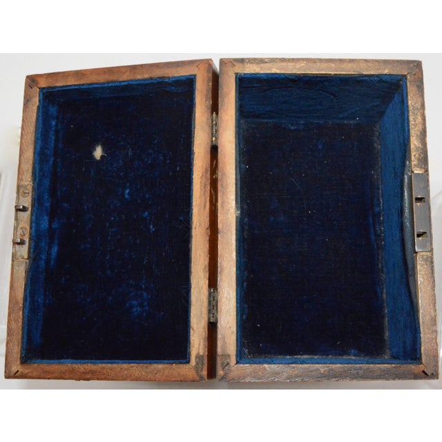 Small Wooden Inlaid Box With Key For Sale - Image 4 of 7