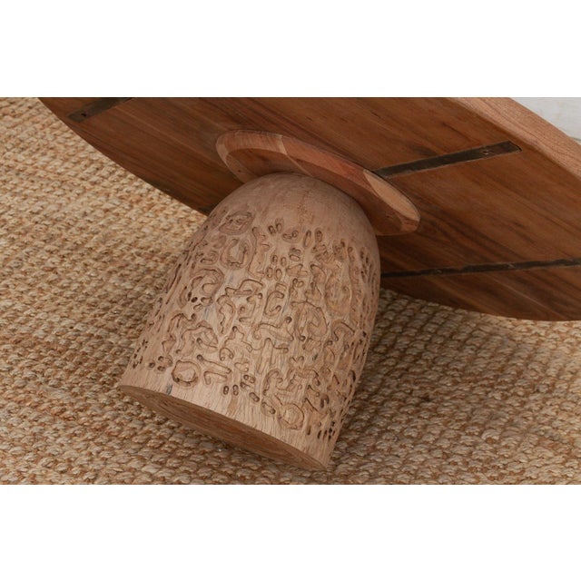 Brown Reclaimed Teak Organic Modern Round Coffee Table For Sale - Image 8 of 10