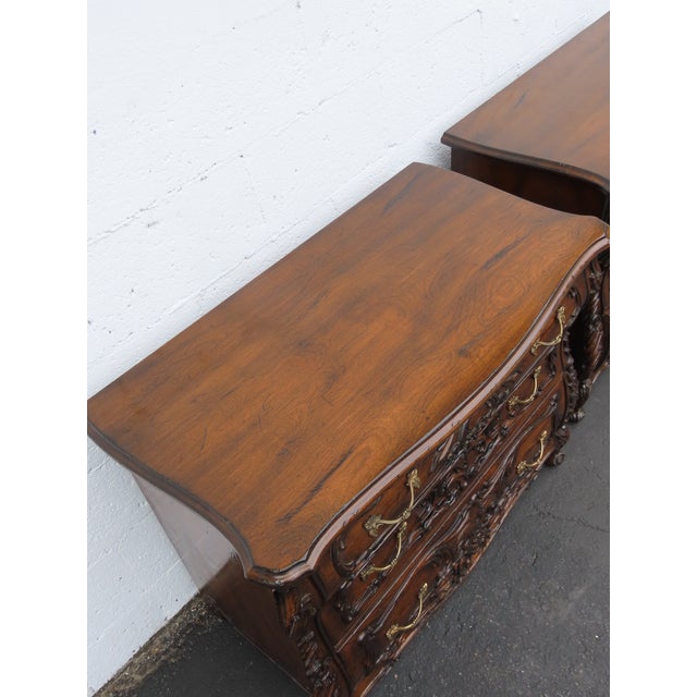 French Heavy Carved Large Nightstands Commodes Small Dressers Chests a Pair 6459 For Sale - Image 11 of 18