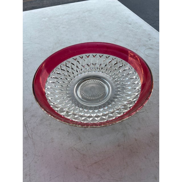 Mid 20th Century Mid 20th Century Large Diamond Point Ruby Red by Indiana Glass Bowl For Sale - Image 5 of 8