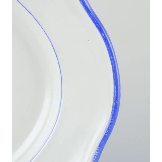 Early 20th Century Oval Serving Dish in White Porcelain with Blue Rim from Meissen, Germany For Sale - Image 3 of 7