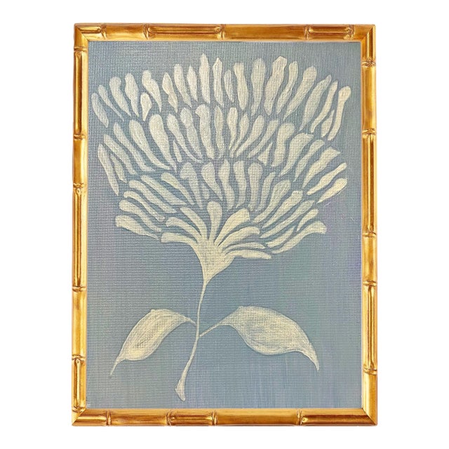 Original Framed Acrylic Botanical Painting, Organic Boho Art Floral Wall Art, 13" X 16" by Tatiana Duperault For Sale