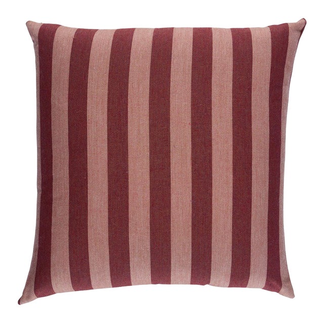 Schumacher Hanson I/O Stripe 18" Pillow In Raspberry For Sale