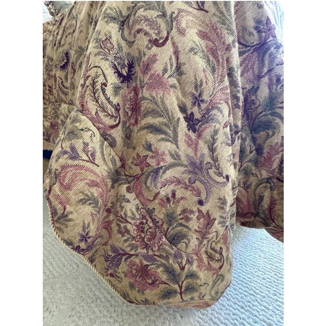 Floral Tapestry Chenille Comforter King Gold & Plum Scrollwork For Sale - Image 4 of 9