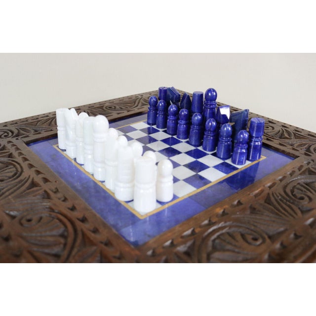 Chess Table with Chess Pieces in Handcarved Cedar, 1990s, Set of 17 For Sale - Image 18 of 18