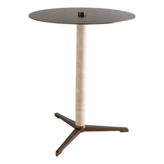 Tivoli Marble Natural/Brass Drinks Table For Sale