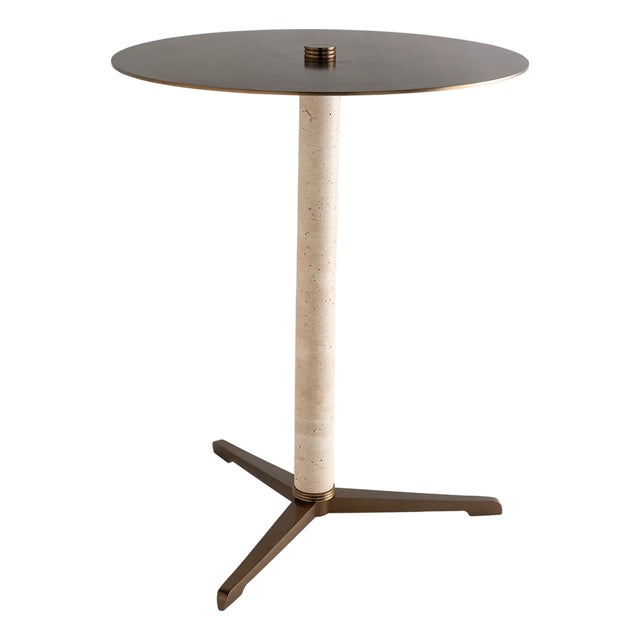 Tivoli Marble Natural/Brass Drinks Table For Sale