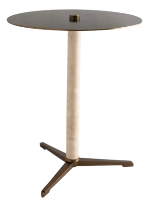 Tivoli Marble Natural/Brass Drinks Table
