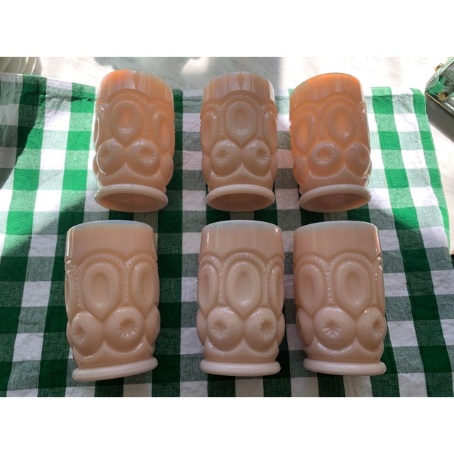 Vintage Pink Opaline Glass Tumblers Set of 6 For Sale - Image 4 of 12