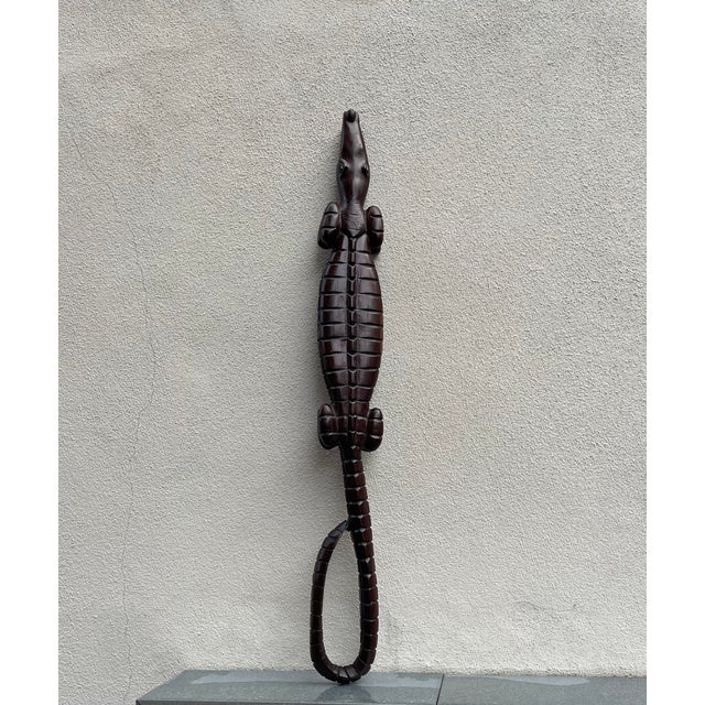 Large Vintage Hand-Carved Dark Wood Crocodile, 1970s For Sale - Image 11 of 11