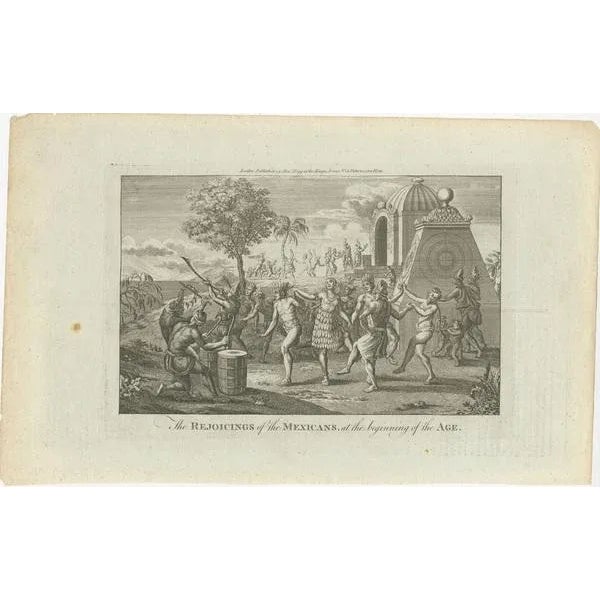 The engraving provided is titled "The Rejoicings of the Mexicans, at the beginning of the Age." It was included in...