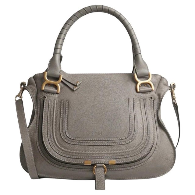 Chloé Women's Gray Marcie Small Double Carry Foldover Tote Bag, Brand New For Sale - Image 15 of 18
