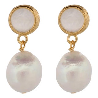 Delicate Pearl & Gold Earrings, A Pair For Sale