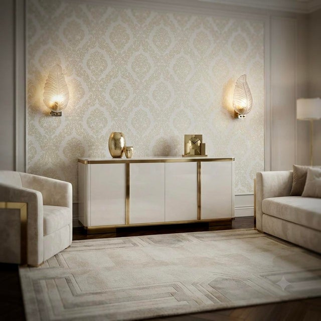 This leaf-shaped wall light is beautifully designed, entirely gold-colored with a vertical rib. Refinement and class,...