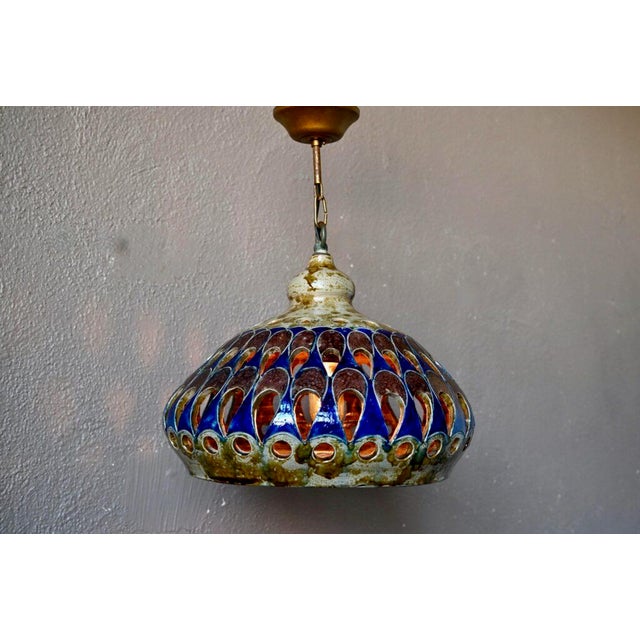 Large Brutalist Style Ceramic Sandstone Chandelier, 1970s For Sale - Image 12 of 15